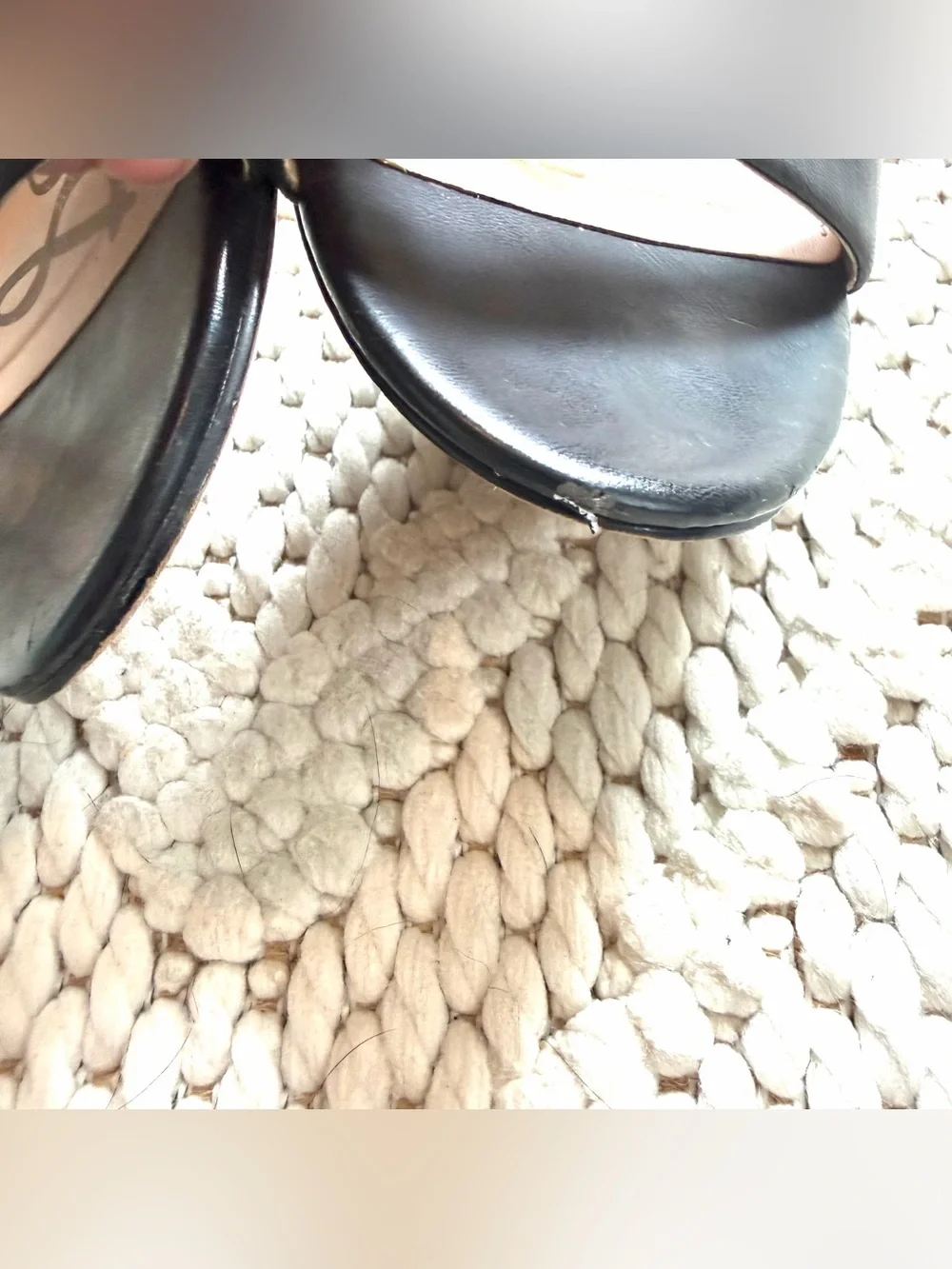 SAM EDELMAN Yaro Black Leather Block Heels Ankle Strap Sandals Womens 8 EUC